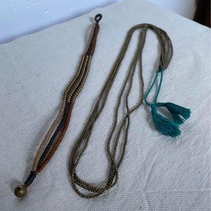 Brass Anklet and Necklace w/ tassels